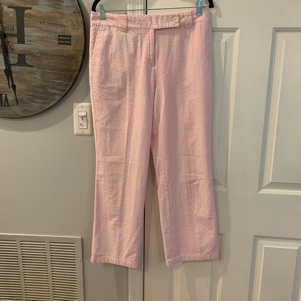 Madison Studio Pink Seersucker Pants sz 10 EUC